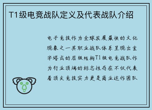 T1级电竞战队定义及代表战队介绍